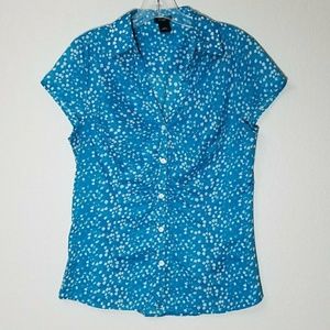 Ann Taylor Ruched V Neck Blouse